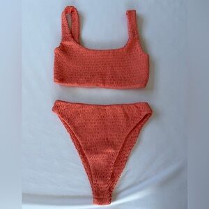 New Naked Wardrobe Textured Orange Bikini Set